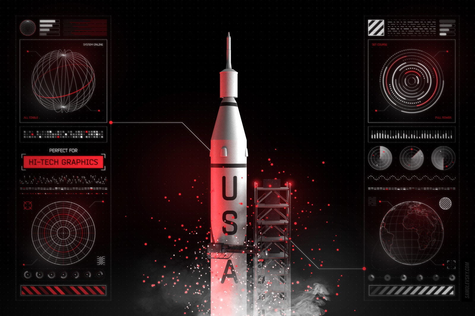 Futuristic UI Kit – 200 Sci-Fi design elements