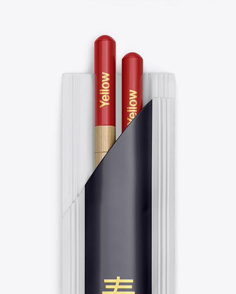 Chopsticks in Matte Pack Mockup - Top View