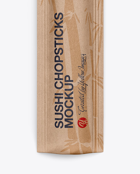 Chopsticks in Kraft Pack Mockup - Top View