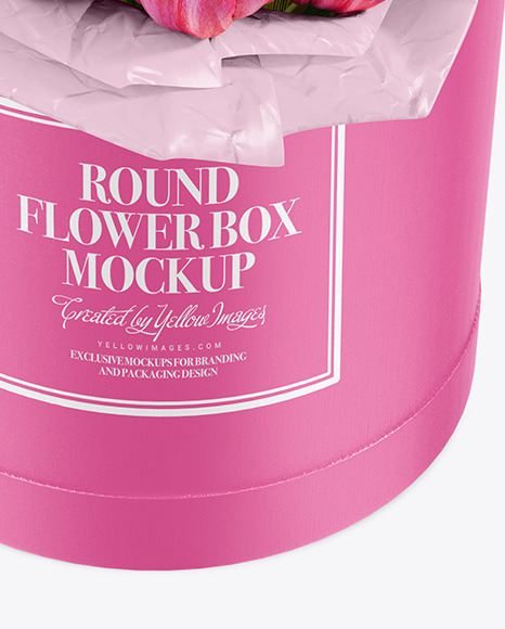 Round Flower Box Mockup - High-Angel View