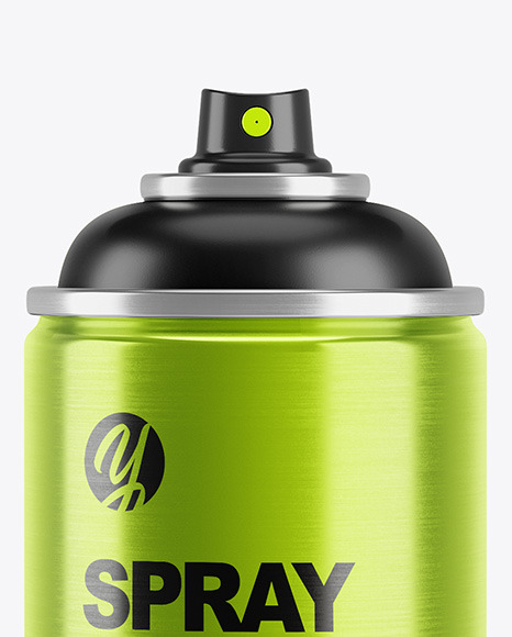 Opened Metallic Spray Bottle With Plastic Cap Mockup