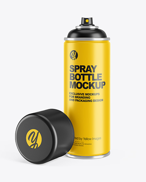 Opened Matte Spray Bottle With Plastic Cap Mockup Opened Matte Spray Bottle With Plastic Cap Mockup