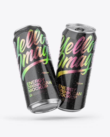 Two Metallic Cans W/ Glossy Finish Mockup