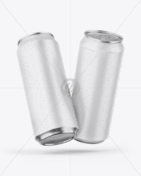 Two Metallic Cans W/ Matte Finish Mockup