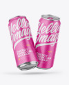 Two Metallic Cans W/ Matte Finish Mockup