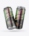 Two Metallic Cans W/ Matte Finish Mockup