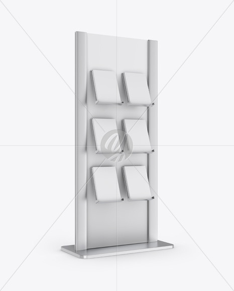 Metallic Stand with Magazines Mockup