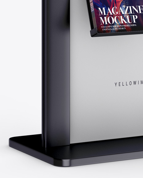 Metallic Stand with Magazines Mockup