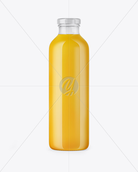 Clear Glass Bottle With Orange Juice Mockup