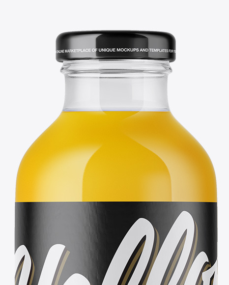 Clear Glass Bottle With Orange Juice Mockup