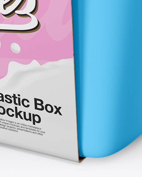 Plastic Box Mockup - Half Side View