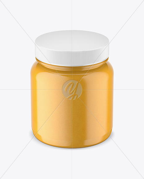 Plastic Jar w/ Honey Mockup