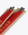 Chopsticks in Kraft Pack Mockup - Halfside View View