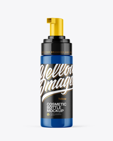 Glossy Cosmetic Bottle with Pump Mockup