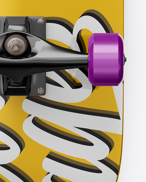 Glossy Skateboard Mockup - Back View