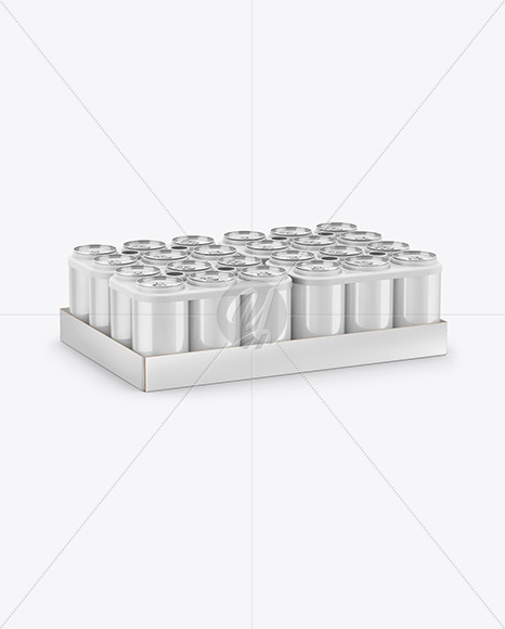 Pack with 24 Glossy Cans Mockup