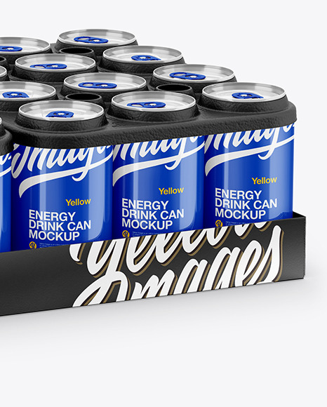 Pack with 24 Glossy Cans Mockup