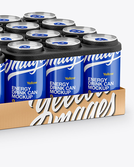 Pack with 24 Glossy Cans Mockup