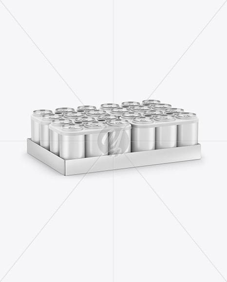 Pack with 24 Matte Cans Mockup