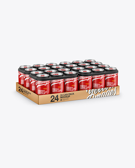 Pack with 24 Matte Cans Mockup