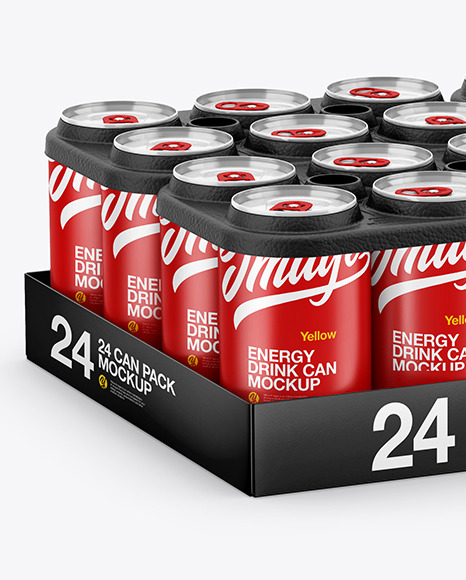 Pack with 24 Matte Cans Mockup