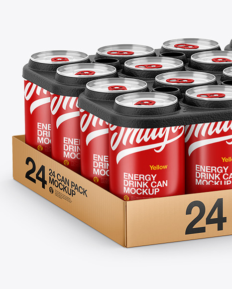 Pack with 24 Matte Cans Mockup