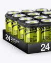 Pack with 24 Metallic Aluminium Cans Mockup