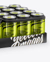 Pack with 24 Metallic Aluminium Cans Mockup