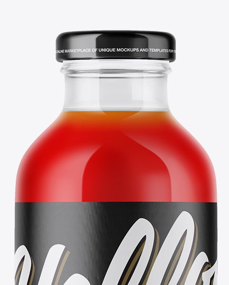 Clear Glass Bottle With Tomato Juice Mockup