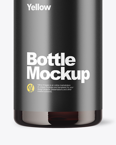 Amber Bottle with Pump Mockup