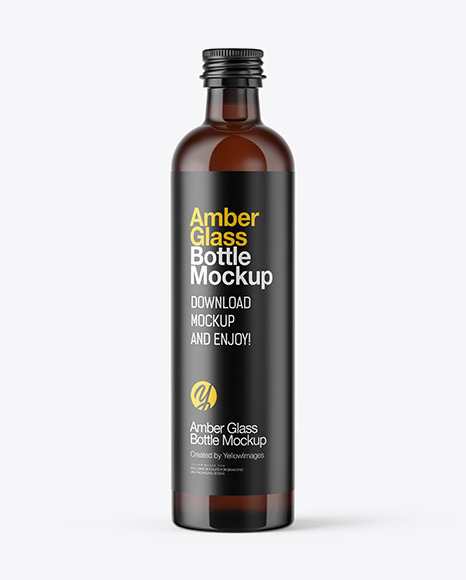 Amber Glass Bottle Mockup