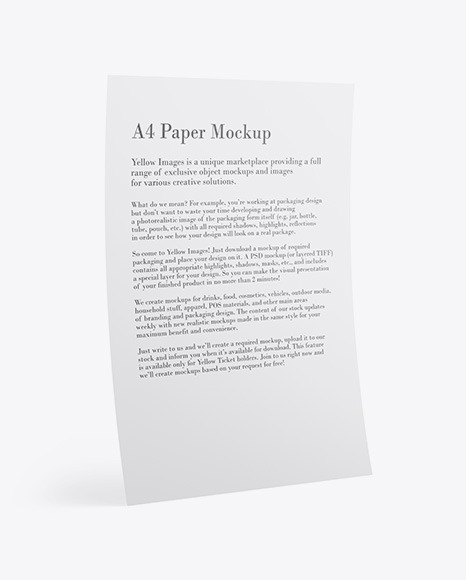 A4 Paper Mockup