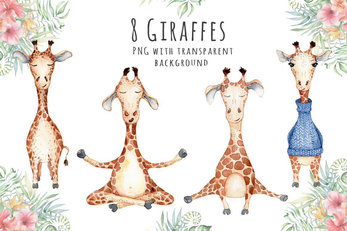 Lovely Giraffes watercolor set