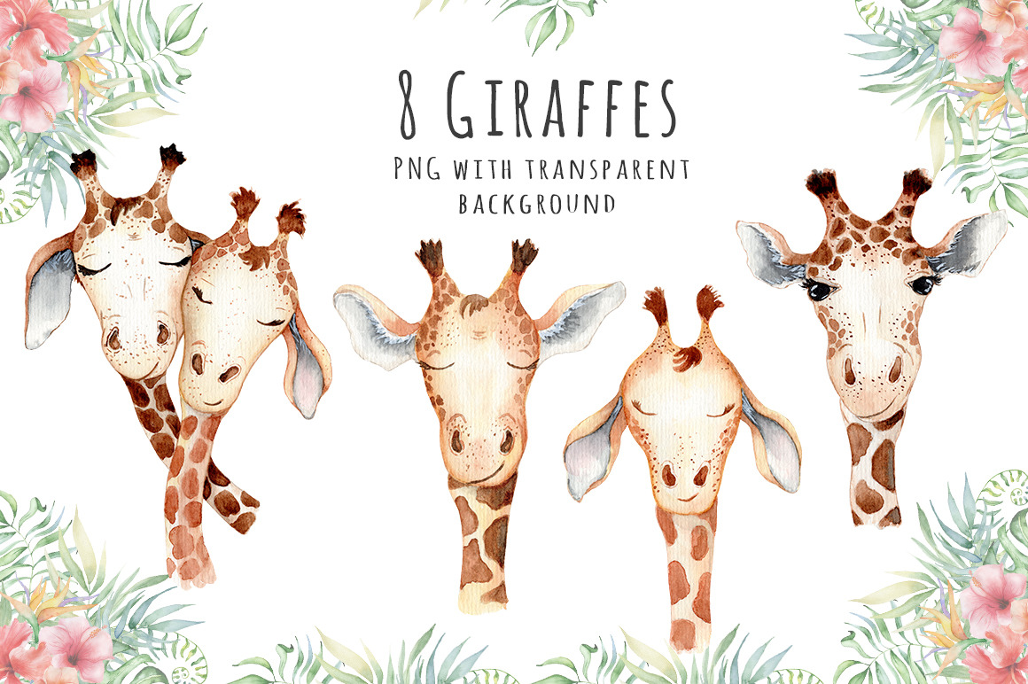 Lovely Giraffes watercolor set