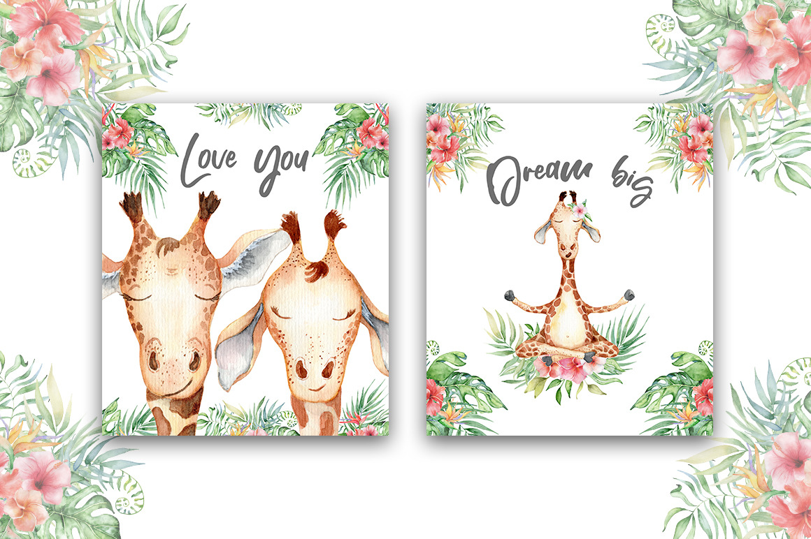 Lovely Giraffes watercolor set