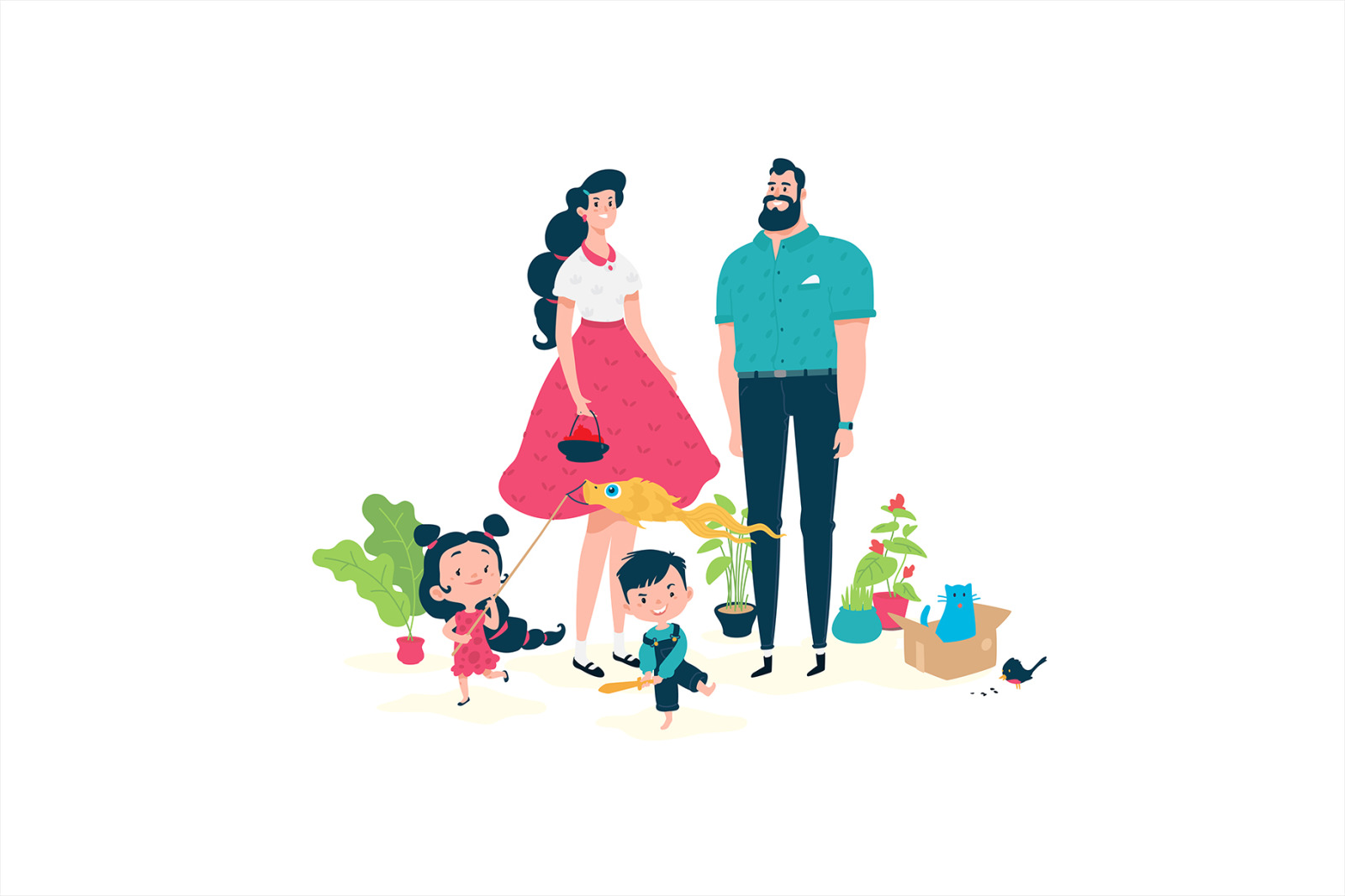 Beautiful cartoon family. Beautiful cartoon family.
