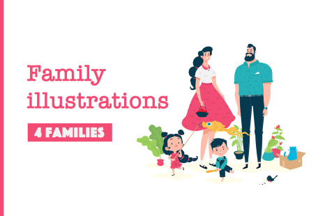 Beautiful cartoon family. - Mother illustration