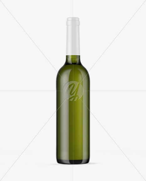 Green Glass White Wine Bottle Mockup