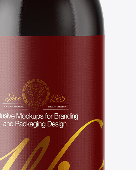Clear Glass Red Wine Bottle Mockup