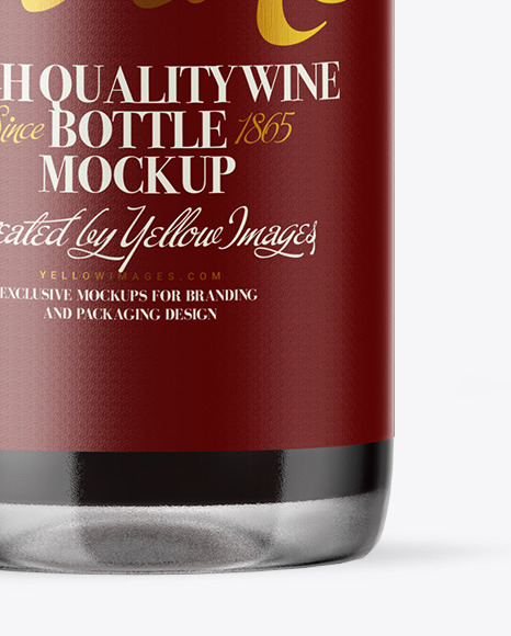 Clear Glass Red Wine Bottle Mockup