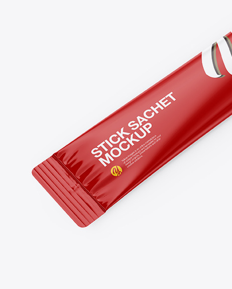 Glossy Stick Sachet Mockup - Half Side View