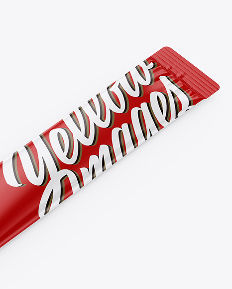 Glossy Stick Sachet Mockup - Half Side View