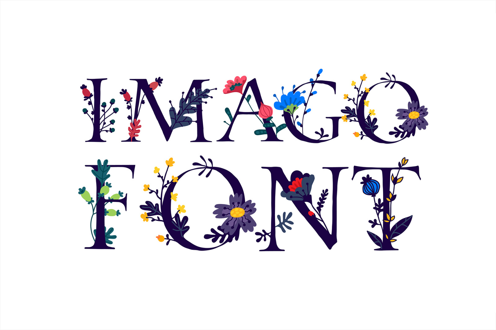 English alphabet with flowers and plants. Vector letters. English alphabet with flowers and plants. Vector letters.