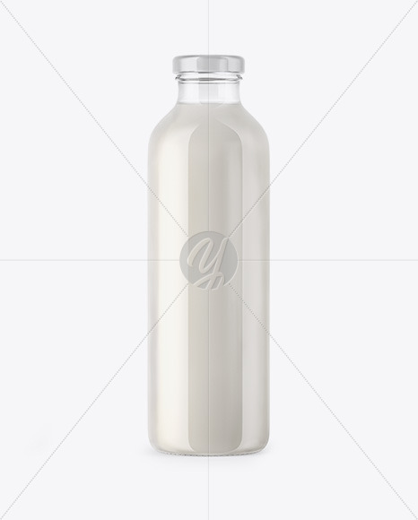 Clear Glass Milk Bottle Mockup