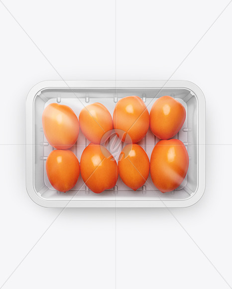 Plastic Tray With Orange Tomatoes Mockup