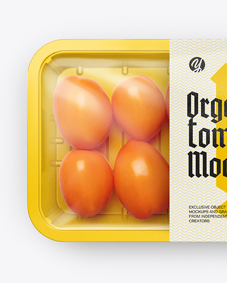 Plastic Tray With Orange Tomatoes Mockup