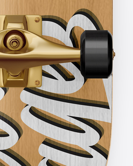 Wooden Skateboard Mockup - Back View