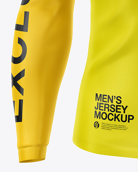 Men's Jersey With Long Sleeve Mockup - Front View