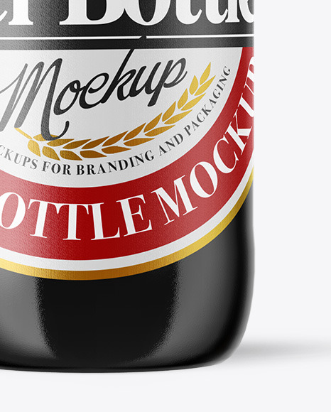 Amber Glass Dark Beer Bottle Mockup