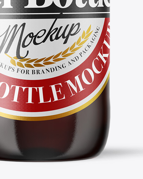 Amber Glass Beer Bottle Mockup